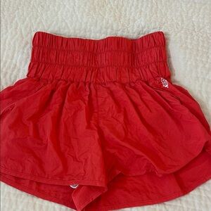 Free people movement athletic height waist red/orange shorts